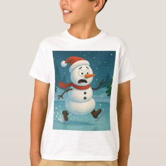 T-shirt Silly Snowman Ice Skating on Christmas Eve