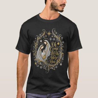T-shirt Silver and gold flourish Nativity friend retro