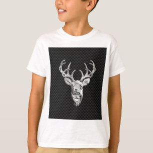 T-shirt Silver Deer Buck on Carbon Fiber Style Decor