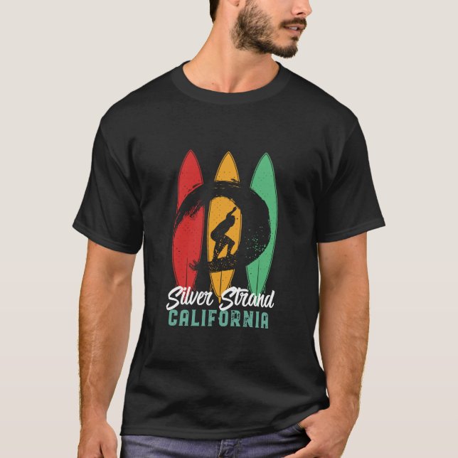 T-shirt Silver Strand California Beach Retro Surfing (Devant)
