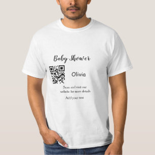 T-shirt Simple baby shower website barcode QR add name det