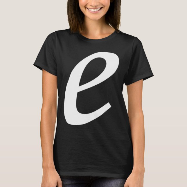 T-shirt Simple Bold Large White Italic Script Lower Case e (Devant)
