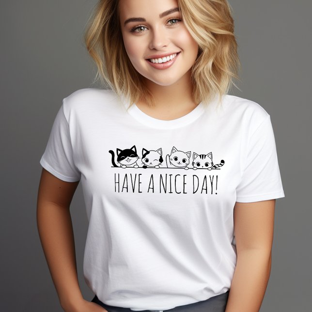 T-shirt Simple chat mignon noir et blanc Citation minimali (Créateur téléchargé)