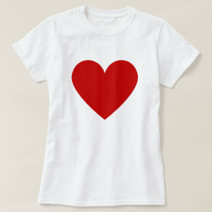 T-shirt Simple Coeur Rouge Blanc Moderne Amour Femme T-shi