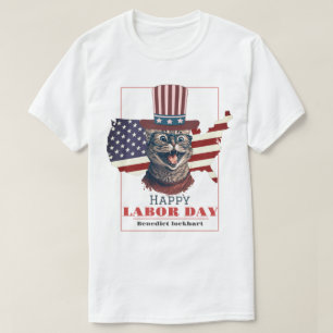T-shirt Simple Elegant Labor Day avec drapeau américain