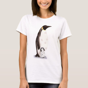 T-shirt Simple Empereur simple Penguin et bébé illustré