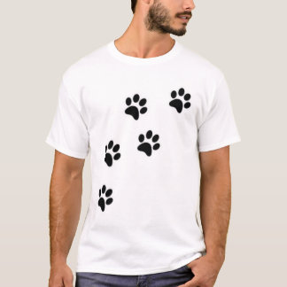 T-shirt Simple Empreinte de Patte de Chat Mignon Minimalis