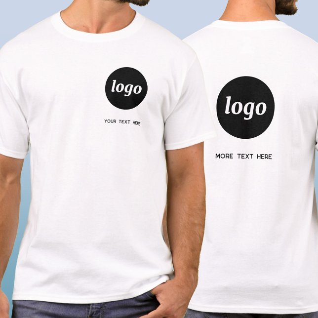 T-shirt Simple Logo and Text Business Crest and Back (Simple logo with custom text crest and back style business branding promotional t-shirt)