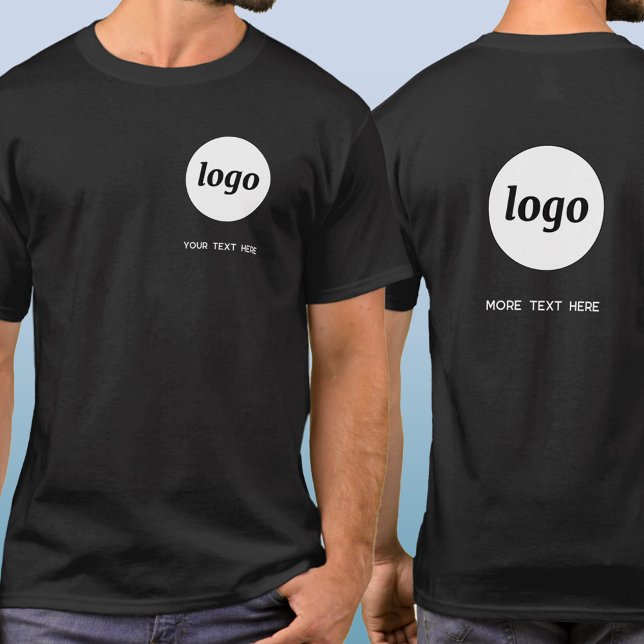 T-shirt Simple Logo and Text Business Crest and Back (Simple logo with custom text crest and back style business branding promotional t-shirt)