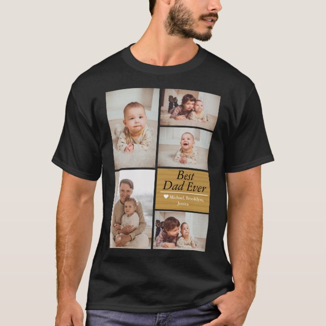 T-shirt Simple moderne Fête des pères photo collage famill (Devant)