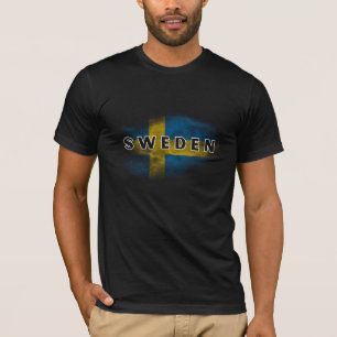 T-shirt Simple moderne Suède Drapeau Souvenir suédois