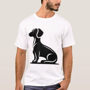 T-shirt Simple Motif De Chien Chien De Chasse Silhouette C