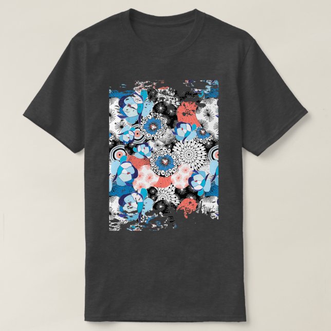T-shirt Simple Motif de ligne florale (Design devant)