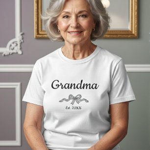 T-shirt Simple Script Bow Grand-mère Année d'établissement