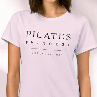 T-shirt Simple Typographie Personnalisé Rose Pilates Princ