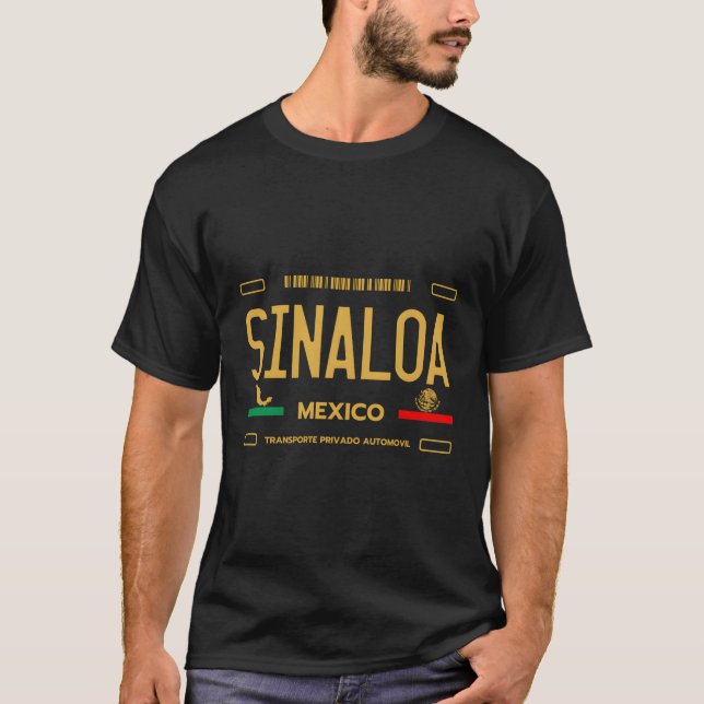 T-shirt Sinaloa Mexique Plaque de licence Esthétique Sinal (Devant)