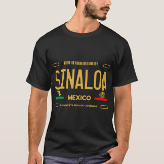 T-shirt Sinaloa Mexique Plaque de licence esthétique Sinal