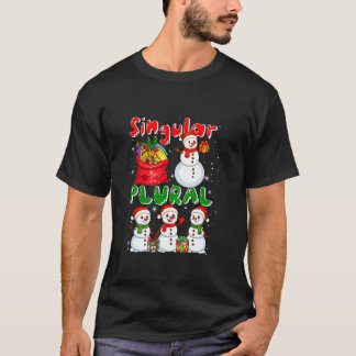 T-shirt Singal Plural Xmas Group Snowmen Funny Grammar T