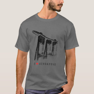 T-shirt Singapore Marina Bay Vintage Skyline Asie I Love S