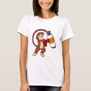 T-shirt Singe à la boxe avec sac de poinçonnage