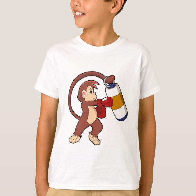 T-shirt Singe à la boxe avec sac de poinçonnage (Devant)