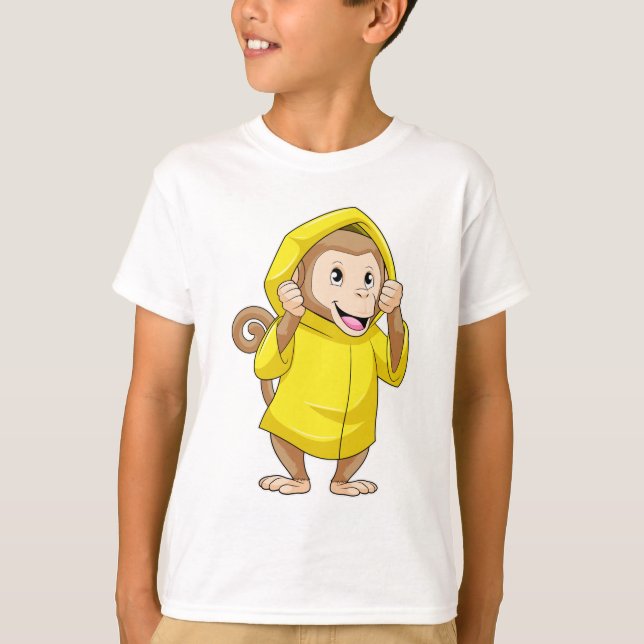T-shirt Singe à la pluie avec Raincoat (Devant)