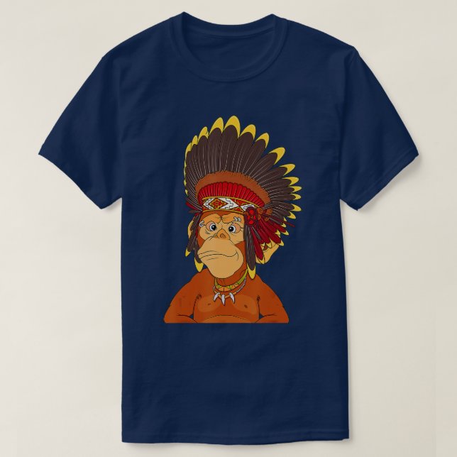 T-shirt Singe À Thème De Style Amérindien Ape NFT - 1 (Design devant)