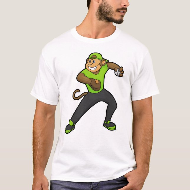 T-shirt Singe au baseball avec batte de baseball (Devant)