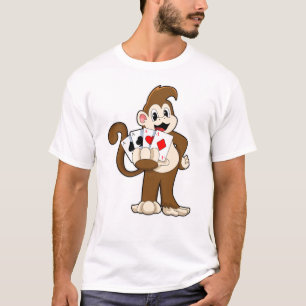 T-shirt Singe au Poker avec cartes de Poker