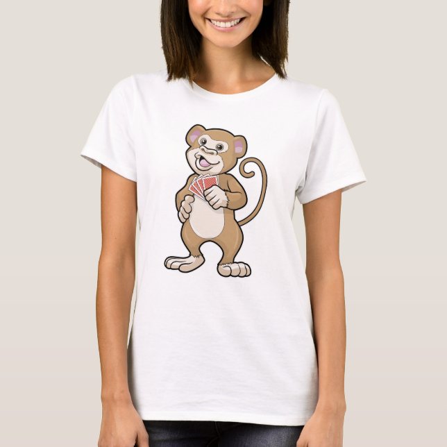 T-shirt Singe au Poker avec cartes de Poker (Devant)