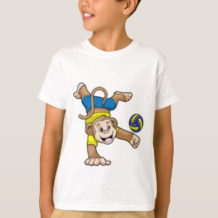 T-shirt Singe aux sports avec volleyball