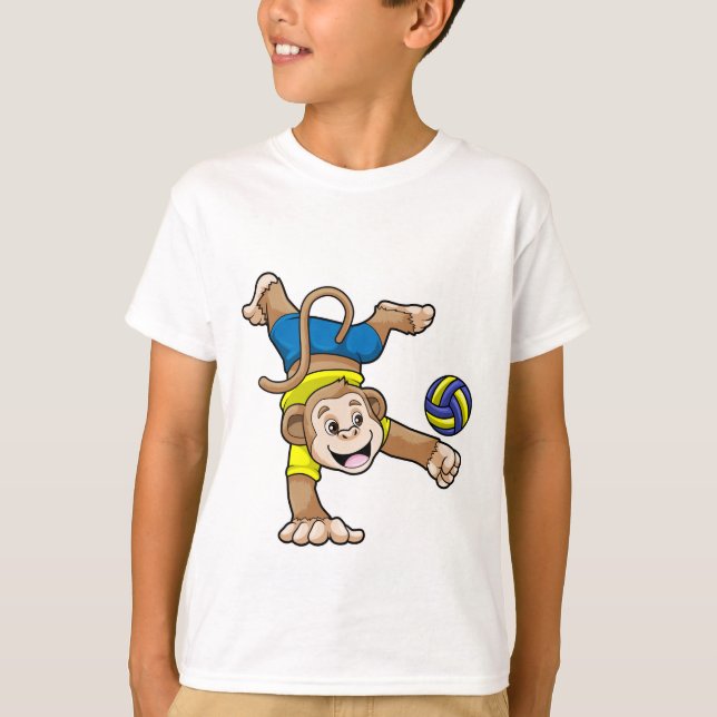 T-shirt Singe aux sports avec volleyball (Devant)