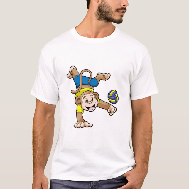 T-shirt Singe aux sports avec volleyball (Devant)