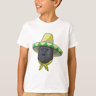T-shirt Singe avec casquette de paille