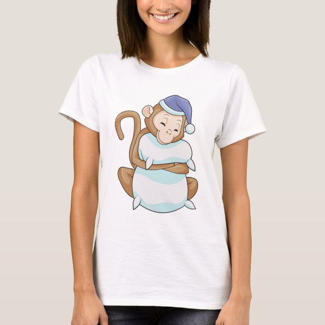 T-shirt Singe avec Coussin et tête de lit (Devant)