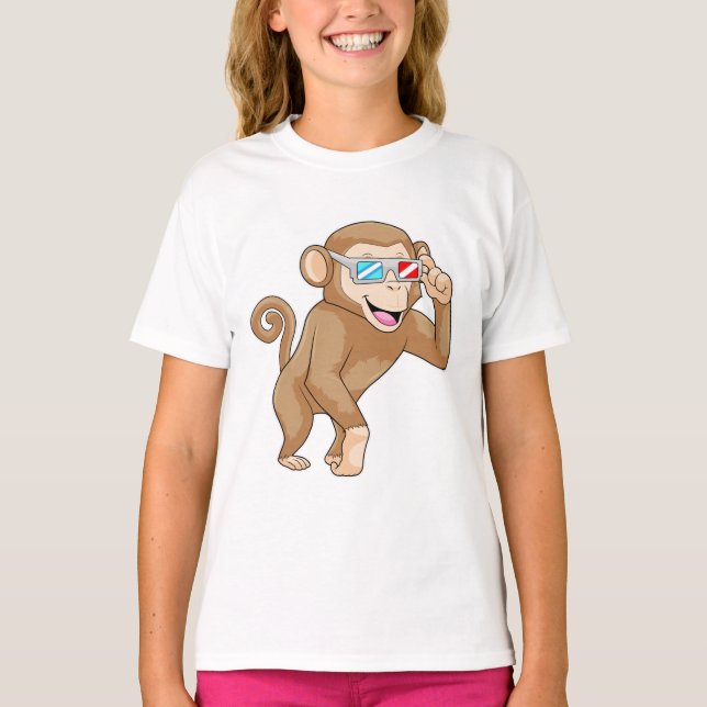 T-shirt Singe avec lunettes (Devant)
