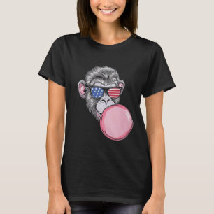 T-shirt Singe avec lunettes de soleil drapeau américain Ca