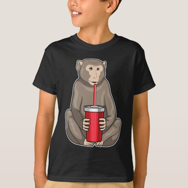 T-shirt Singe Boire de la tasse (Devant)