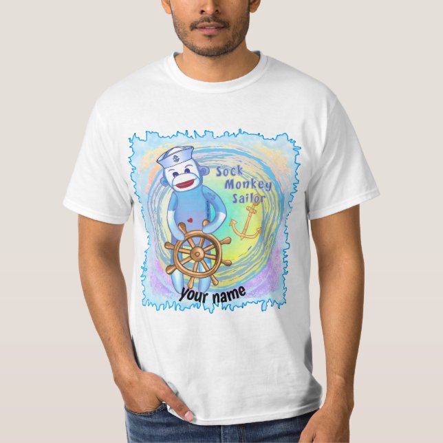 T-shirt Singe Chaussette Marin  (Devant)
