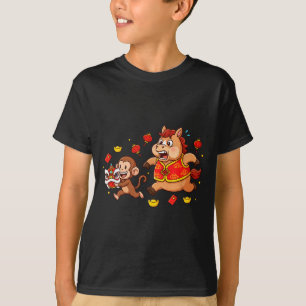T-shirt Singe Cheval Chinois Drôle Enfants Hommes Femmes H