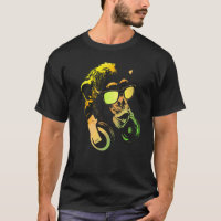 Singe Chimpanzé Avec Lunettes De Soleil Et Écouteu