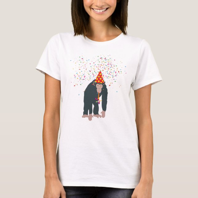 T-shirt Singe Chimpanzé Fête Animaux Fête Fête (Devant)