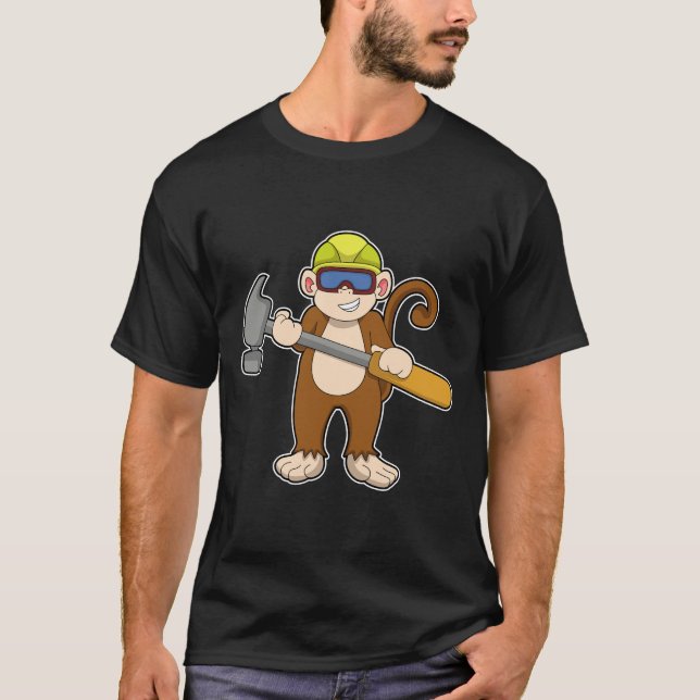 T-shirt Singe comme artisan avec marteau (Devant)