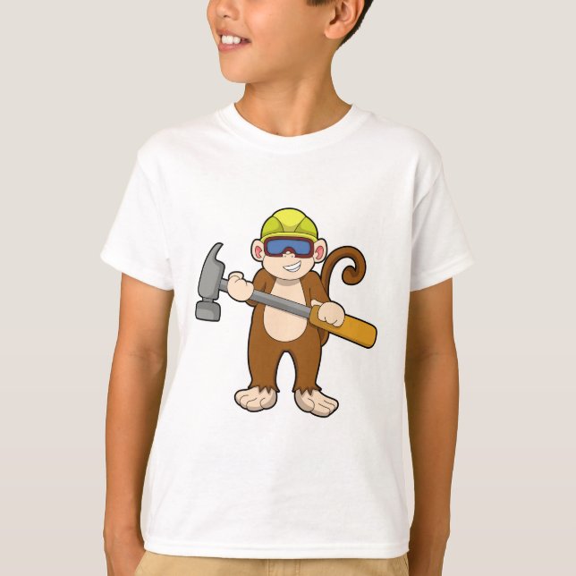 T-shirt Singe comme artisan avec marteau (Devant)