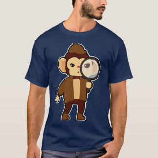 T-shirt Singe comme détective avec verre grossissant