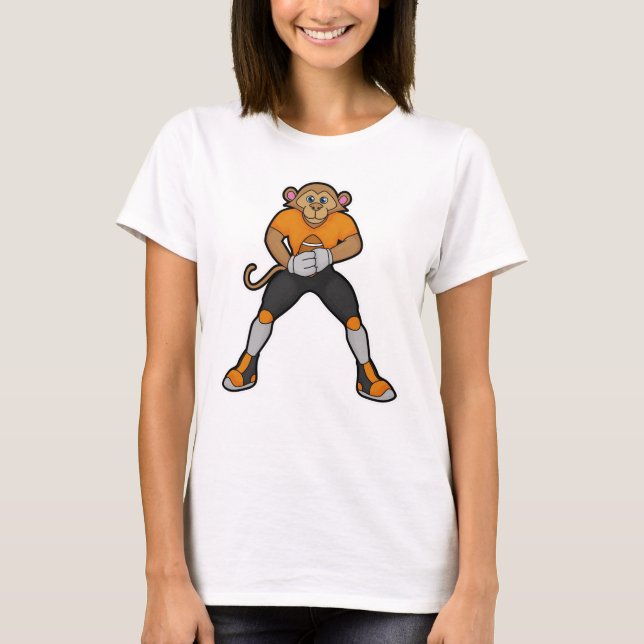 T-shirt Singe comme joueur de football avec football (Devant)