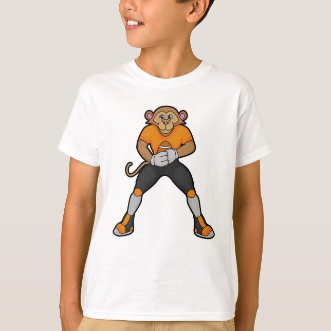 T-shirt Singe comme joueur de football avec football (Devant)