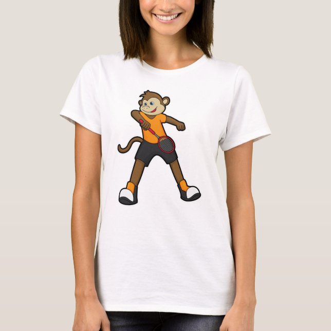 T-shirt Singe comme joueur de tennis avec raquette de tenn (Devant)