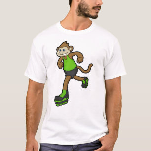 T-shirt Singe comme patineur avec patins en ligne