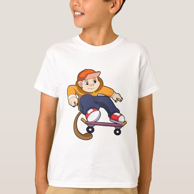 T-shirt Singe comme patineur avec skateboard (Devant)